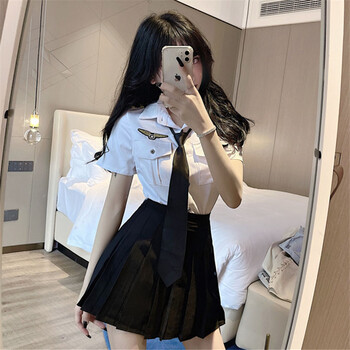 职业装女装套装夏季夏季学生jk制服套装短袖衬衫海军学院风女装空姐上