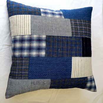 纯手工抱枕拼布套含芯土布老粗布抱枕靠垫套手工拼布靠枕抱枕套 深蓝