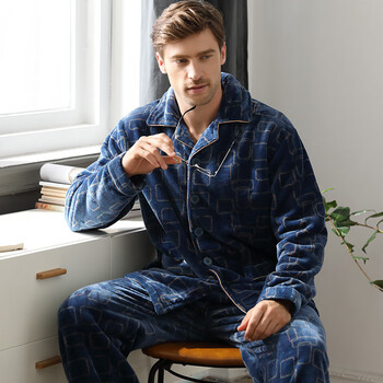 【京东好货】 ㊣a2018冬季珊瑚绒睡衣男士加厚秋冬季男款法兰绒冬款加