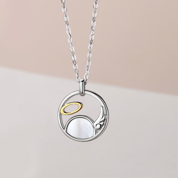 周大福天使恶魔情侣项链一对银创意小众设计韩版锁骨链潮纪念礼物送