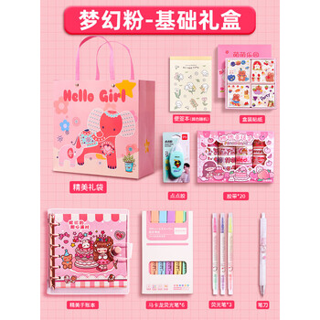 少女可爱tn手帐本女生女孩weeks手帐活页网红方格基础款9大类套装粉色