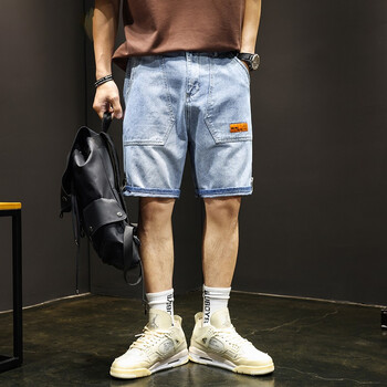 kmko重磅牛仔短裤男宽松夏季薄款五分裤男士潮流蓝色s90115斤