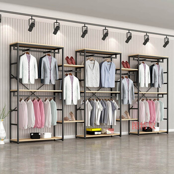 衣服展示架 衣帽架 挂衣架 服装店展示架落地式男装双层挂衣服母婴