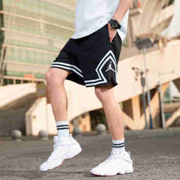 耐克（NIKE） AJ短裤男2024新款运动休闲篮球裤宽松透气训练五分裤短裤DX0330 DH9076-010 /黑色绳子 S 165/72A