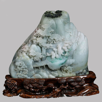 松下童子独山玉石雕刻山水摆件大工艺品家居摆件客厅风水装饰摆设大型