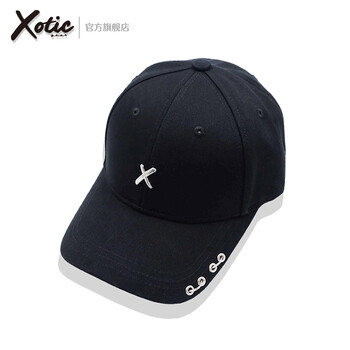 xotic官方 侧边双扣环 x标志 糖果配色 台湾防晒弯檐帽棒球帽子 黑色