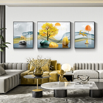 知墨优画新中式客厅装饰画沙发背景墙壁画三联画现代简约别墅大厅挂画