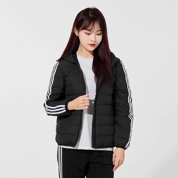 阿迪达斯adidas轻薄羽绒服女冬季新款连帽运动服短款鸭绒加厚外套hf
