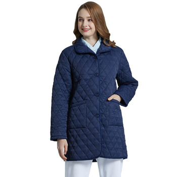 棉衣长袖医护人员工作服棉服户外执勤外套医生棉衣加长款深蓝色9058xl