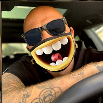 带笑脸的仿真人脸口罩男搞笑口罩大笑口罩个性创意6大牙一个装h81c17