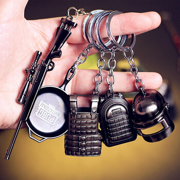 绝地吃鸡周边模型求生98k三头盔平底锅钥匙扣金属挂件迷你小号 m24五