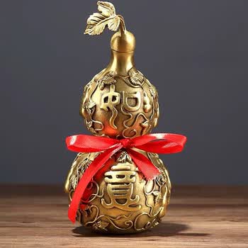 宝瑞福黄铜吉祥如意铜葫芦摆件铜工艺品结婚礼品家居摆设装饰品客厅
