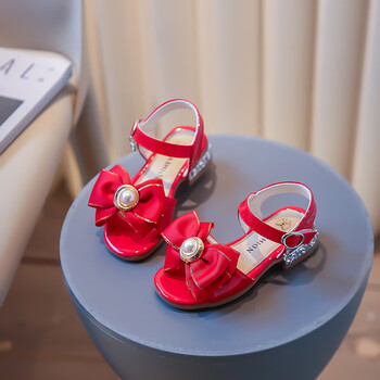 新款儿童凉鞋女童夏季女孩凉拖演出晚礼服伴娘花童高跟公主鞋红色27码