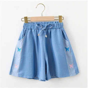 中大童洋气百搭裤裙3-12岁小女孩穿的可爱休闲衣服 蓝色  #蝴蝶裙裤