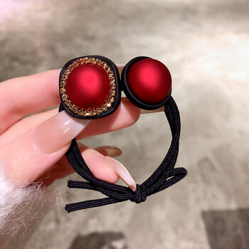 韩国珍珠新款扎头发皮筋网红发绳发圈头饰丸子头头绳发饰女香槟色水钻