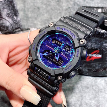 卡西欧(casio)赛博制霸朋克工业风夜光黑蓝运动防水手表男ga-900vb-1a