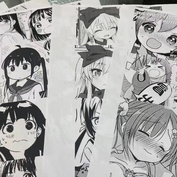 黑白漫画a4单面拍照墙jk快乐墙日系漫画壁纸a3打印漫画人物头像拼接图