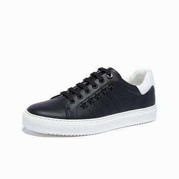 mascal 男士时尚五角星拼色系带舒适板鞋 休闲鞋 img1191001 01 黑色