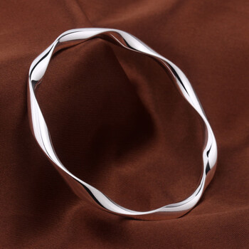 埃尔杰姆莫比乌斯环银手镯足银9999女年轻款闭口刻字银镯子女友七夕