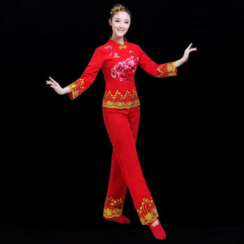 集鑫玩具新款大秧歌服中老年腰鼓服女装扇子舞蹈服民族服装现代广场舞