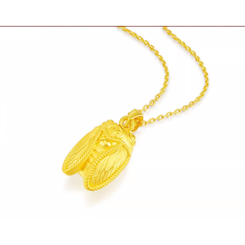 givegood黄金蝉 吊坠女足金999一鸣惊人挂坠3d