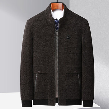 plover爸爸加绒加厚夹克男秋冬雪尼尔中老年男士休闲夹