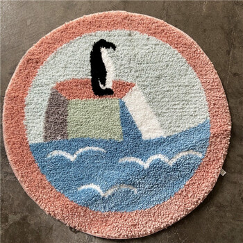 悠画日式可爱造型地垫卡通柴犬脚垫秋田犬5262cm2件胶底企鹅6060圆浅