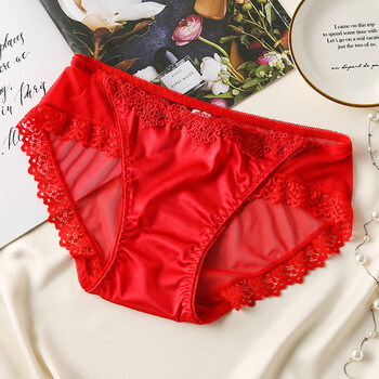 内裤蕾丝女本命年女士内裤女蕾丝无痕大红色结婚低腰短裤大码裆三角裤