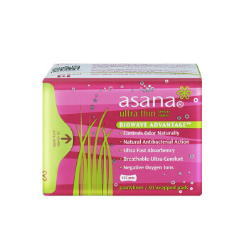 阿莎娜（Asana）加拿大进口纯棉超薄卫生巾护垫155mm 30片（无香型）干净清爽 自在透气