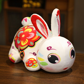 知鹿创意中国风兔子公仔毛绒玩具仿小白兔玩偶兔年吉祥物活白色玉兔23