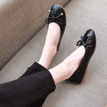 庄芙莲方口鞋女夏季平底豆豆鞋女韩版蛋卷鞋女方头浅口单鞋奶奶鞋舒适