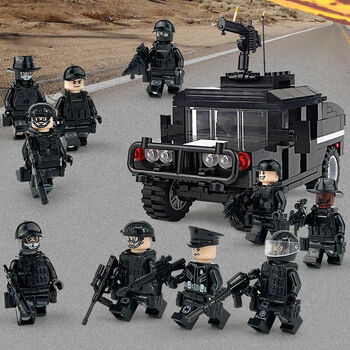 高乐高兼容乐高军事积木第三方moc装备配件包特警人仔男孩拼装玩具