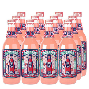 华洋1982汽水 果汁型碳酸饮料青柠西柚味358ml*6瓶装低糖网红饮品 粉
