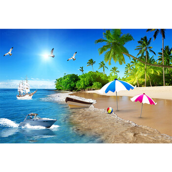 澳颜莱大海风景沙滩海景装饰画壁画墙贴画卧室客厅沙发背景墙自粘 01