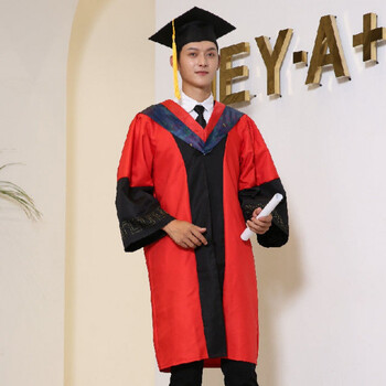 表兮导师服学士服硕士博士男女大学生毕业十八岁礼服导师服红色军科四