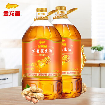 金龙鱼食用油浓香花生油4l2桶物理压榨一级4l2桶