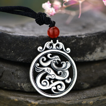 老凤凰足银999凤凰于飞吊坠复古男士贴身守护银吊坠女简约民族挂件