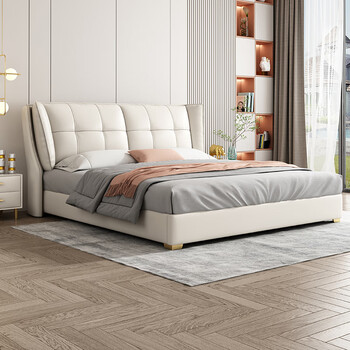 拉芙菲(lff)真皮床 双人床1.8米2米主卧轻奢现代大床m6125尊1.8 3071