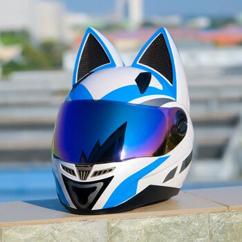 agv猫耳头盔女生情侣摩托车全盔机车蝴蝶结骑士网红可爱安全帽七夕