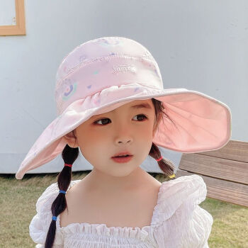 凌纤麦儿童夏季帽子新款312岁小女孩戴的甜美可爱大檐遮阳帽中大童