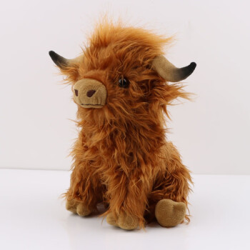 神孩子highlandcow苏格兰高地牛毛绒玩具可爱仿真长毛牛公仔棕色25cm