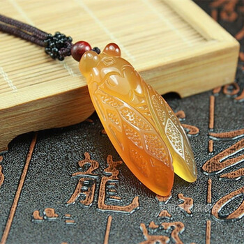 题名知了一鸣惊人冰彩玉蝉挂件男女款项链情侣项链 纯色【图片 价格