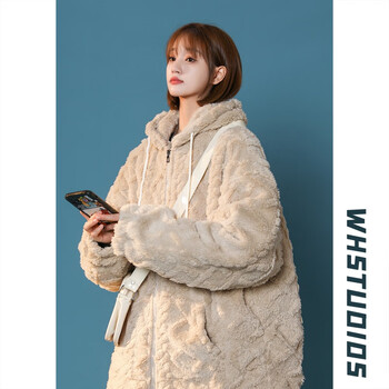 服饰内衣>女装>棉服>szog>szog奶系外套女冬季小个子可爱毛茸茸羊羔绒