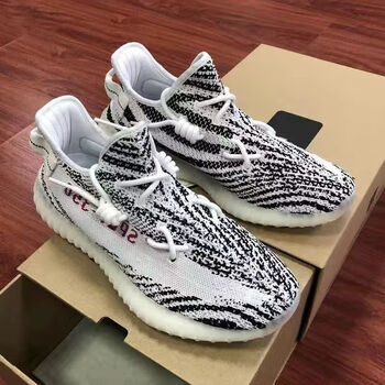 yeezy白斑马椰子鞋350夏季男女情侣款透气潮流跑步百搭鞋 白斑马【高