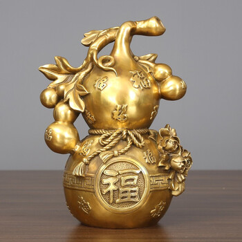 铜欣祥多子福葫芦纯铜葫芦摆件客厅办公室家居工艺品乔迁开业礼品