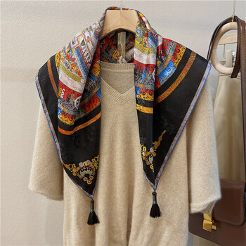 爱麦依 香云纱多彩敦煌丝巾女时尚百搭围巾装饰披肩 多彩敦煌中方巾