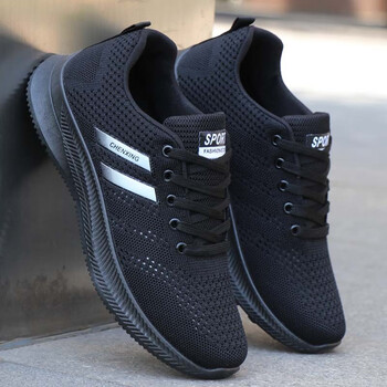 潮牌红蚂蚁秋季新款透气男鞋休闲网鞋网面运动鞋滑百搭黑色鞋子工作鞋