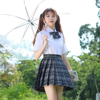 kmkq百折裙百皱裙短裙半身裙学生春秋冬天穿的百邹绉学院风jk制服套装