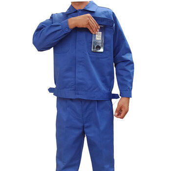 新款厚款劳保工作服纽扣套装上衣裤子农民工地工装作训服 蓝色套装