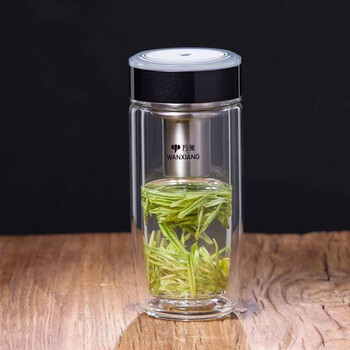 万象玻璃杯双层耐热微曲线创意微保温茶杯弧线杯子生日礼物团购2350